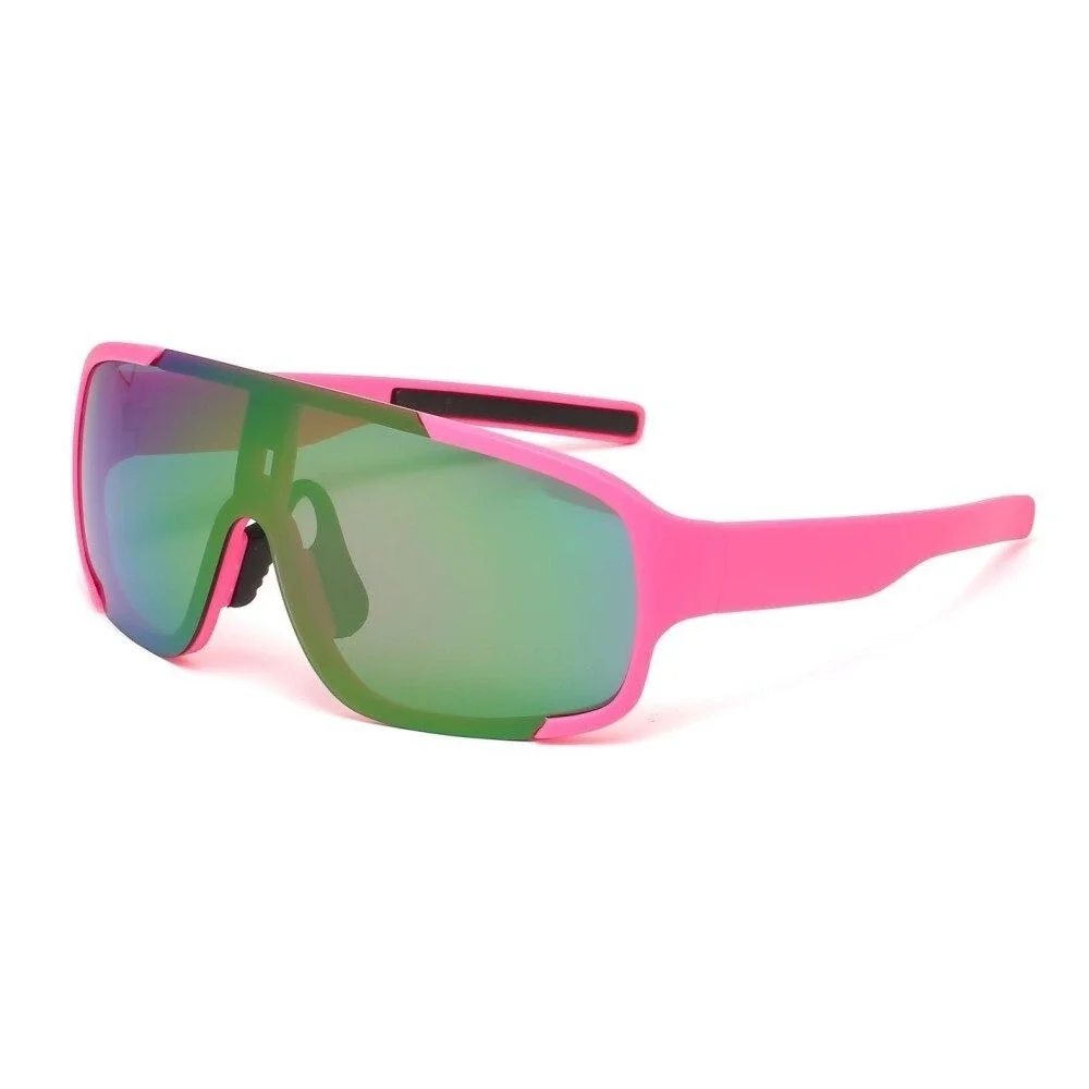 Shield Sunglasses Mirrored Lens Sport Cycling Sunglasses Pink Frame Lentes Gafas